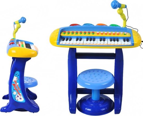 Verdragen Heel boos pasta Keyboard Piano Met Microfoon & Krukje - Electronisch Kinder Speelgoed Muziek...  | bol.com
