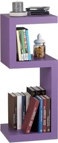 relaxdays boekenrek retro design - kastje met 3 planken - vrijstaand - S-vorm - smal violet