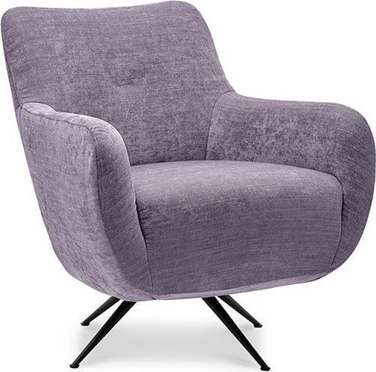 Draaien licht welzijn Moderne fauteuil Kala stof paars met mat zwarte poten | bol.com