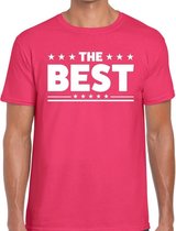 The Best tekst t-shirt roze heren XL