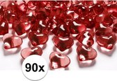 Décoration rouge coeurs diamants 90 pièces