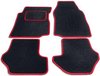 Bavepa complet tapis de voiture en feutre à l'aiguille noir avec bord rouge Toyota Yaris 3/5 portes 2006-2011