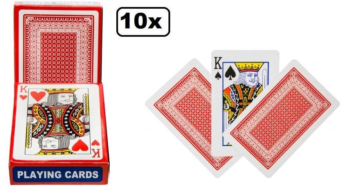 10x Speelkaarten rood/blauw - klaverjassen bridge hartenjagen spel kaarten | Games | bol.com
