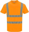 Katoen comfort Tshirt Oranje met korte mouw en reflectie strepen Maat 3XL