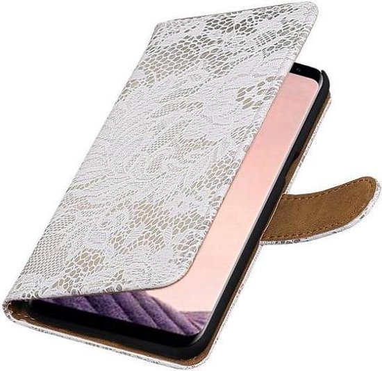 Lace Bookstyle Wallet Case Hoesjes Geschikt voor Samsung Galaxy S8 Plus Wit