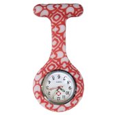 Fako® - Verpleegstershorloge - Zusterhorloge - Verpleegster Horloge - Siliconen RVS Lumi - Rood Patroon