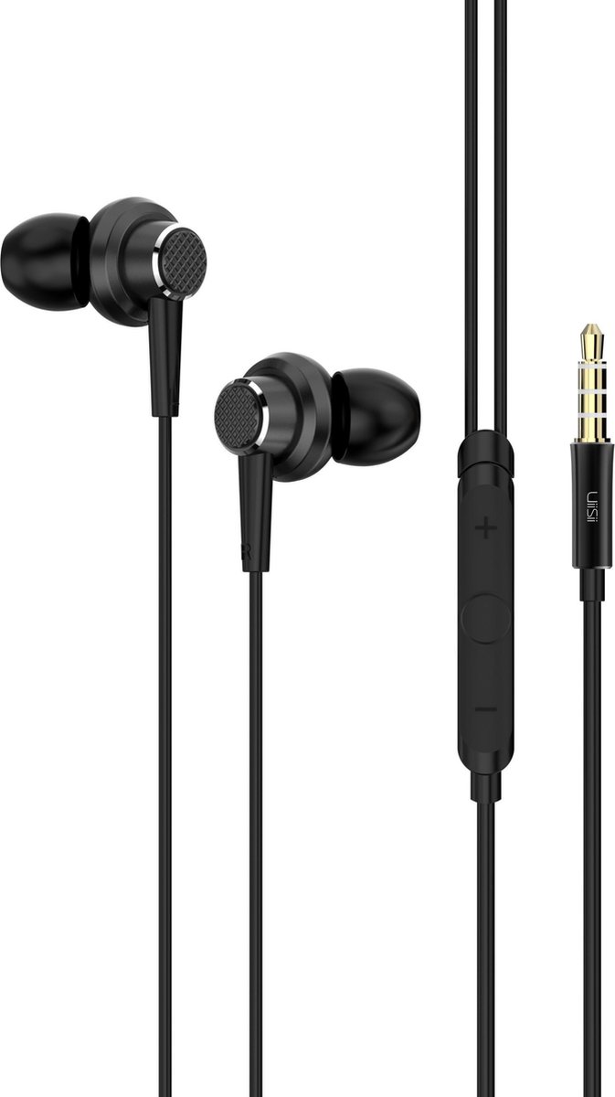 UiiSii GT900 oortjes Zwart - Aluminium In Ear oordopjes met draad en microfoon - UiiSii