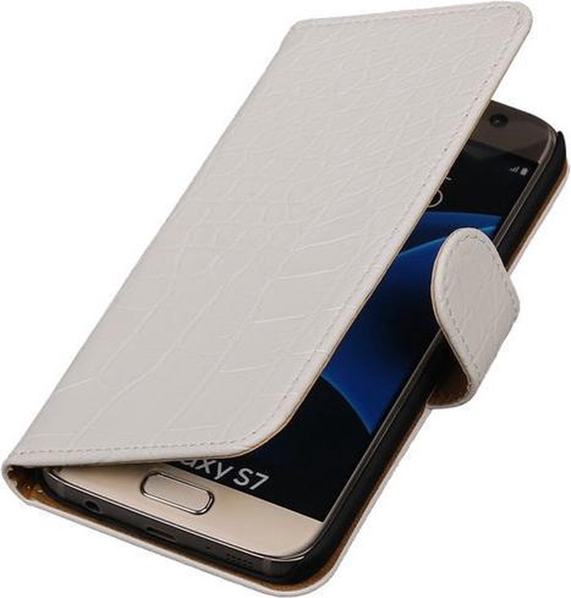 Wit Krokodil Booktype Samsung Galaxy S7 Wallet Cover Hoesje