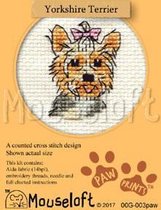 Mini Borduurpakketje ( 6 x 6 cm ) Hond - Yorkshire Terrier - Mouseloft