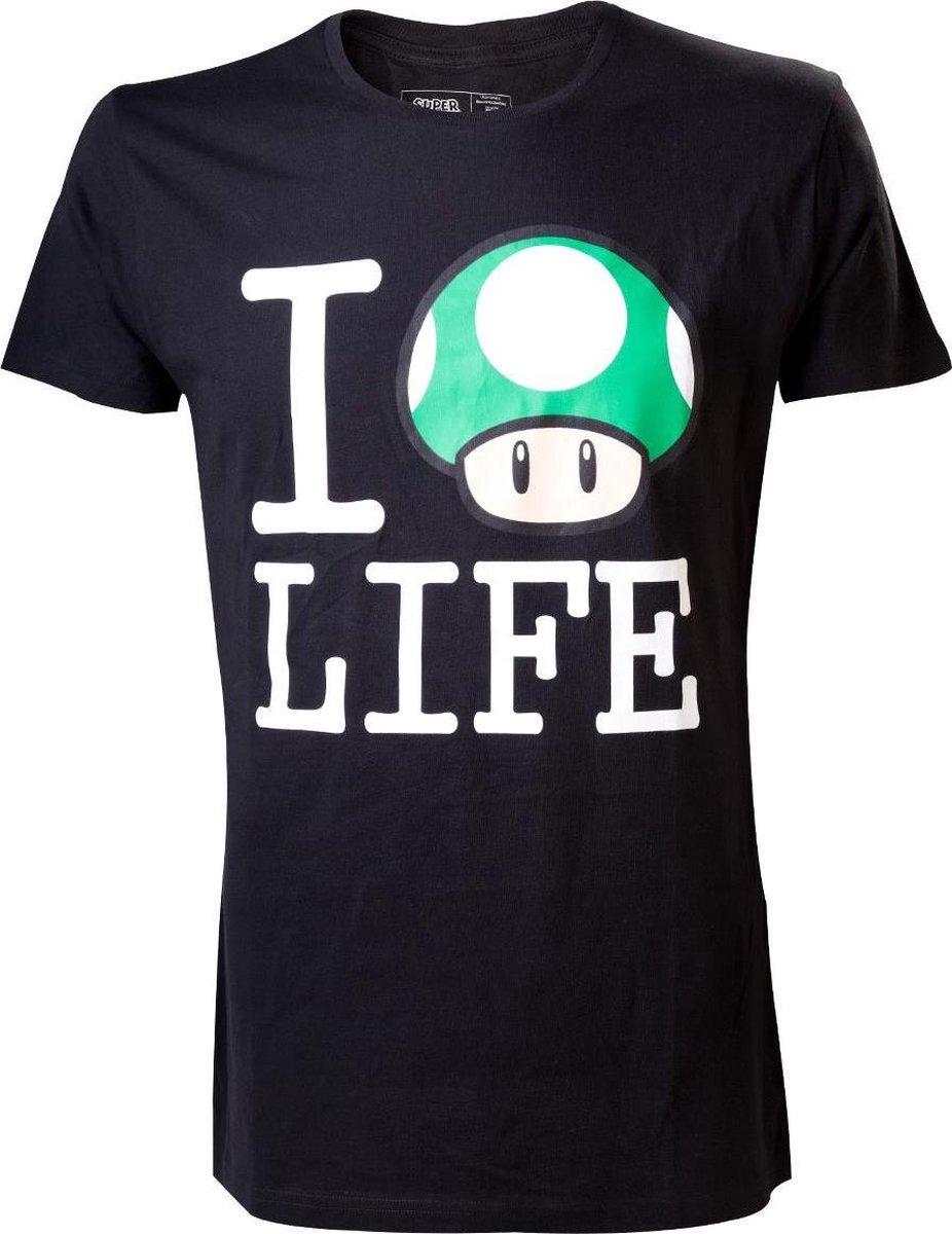 Nintendo - Black Shirt I mushroom Life - M