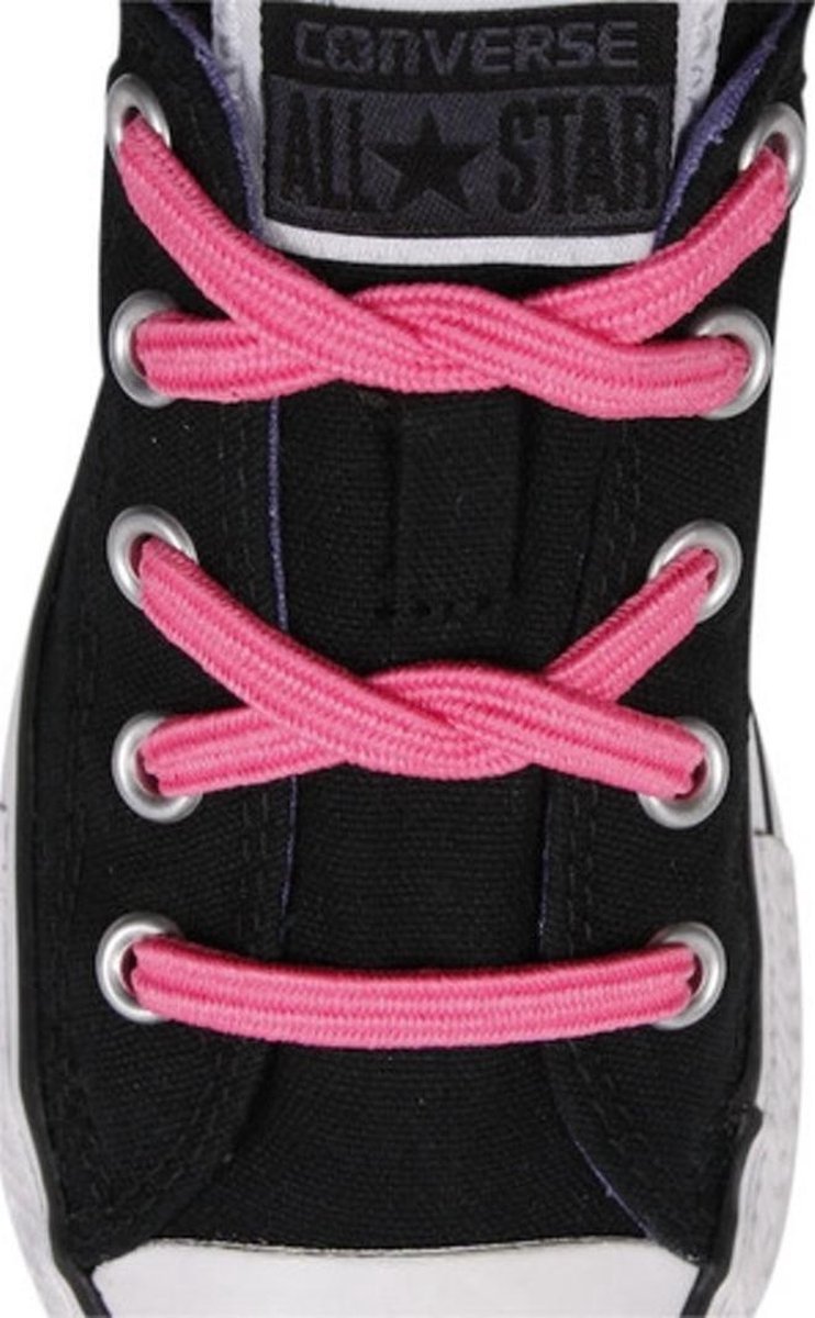 Ulace elastieke veters bubble gum Pink voor sneakers met 6 gaatjes