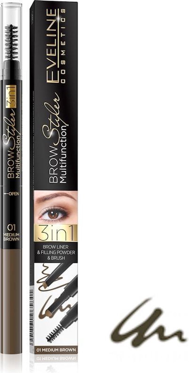 Eveline Cosmetics Brow Styler 3in1 Multifunction 01 Medium Brown