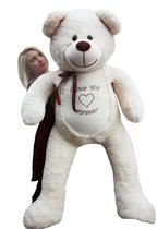 Knuffelbeer - i love you forever - 165 cm - crème