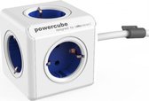 DesignNest PowerCube Extended 1,5 meter kabel - wit/blauw - 5 stopcontacten Type F - stekkerdoos - stekkerblok