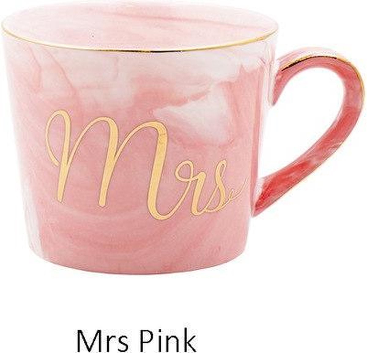 Luxe Keramische Mok Marmer met Mrs - Roze - 400 ML - Koffie of Thee Kop - Bruiloft