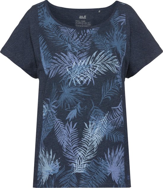 Symmetrie Kietelen Religieus Jack Wolfskin Moro Palm T Women - Dames - T-shirt - blauw - print - maat S  | bol.com