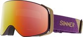 Sinner Olympia Unisex Skibril - Transparent Purple - Double Full Red Mirror