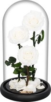 La Rose Triple White | Long Life Rozen in glazenstolp |  Verjaardag | Cadeau | Liefde | Woonaccessoires & decoratie