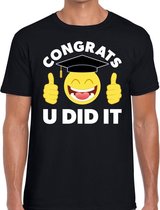Congrats U did it t-shirt zwart heren - Geslaagd/ afgestudeerd cadeau M