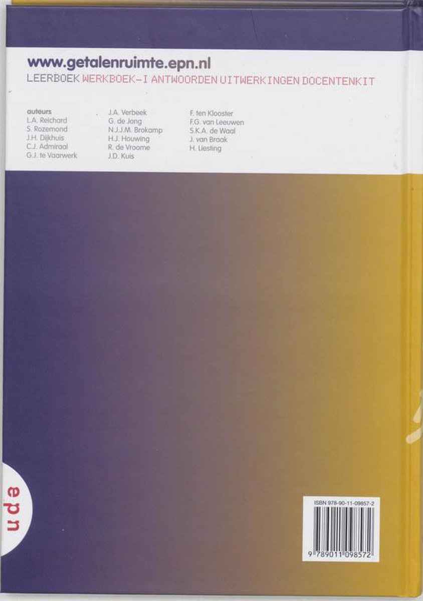 Getal en Ruimte / Havo A 1 - back cover