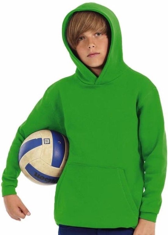 Groene katoenmix sweater met capuchon voor jongens 134/146
