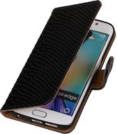 Mobieletelefoonhoesje.nl - Samsung Galaxy S6 Edge Hoesje Slang Bookstyle Zwart