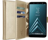 Hoesje geschikt voor Samsung Galaxy A6 Plus 2018 - Book Case Leer Pasjeshouder Goud