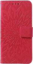 Shop4 Samsung Galaxy M20 (Power) - Etui Portefeuille Tournesol Rouge