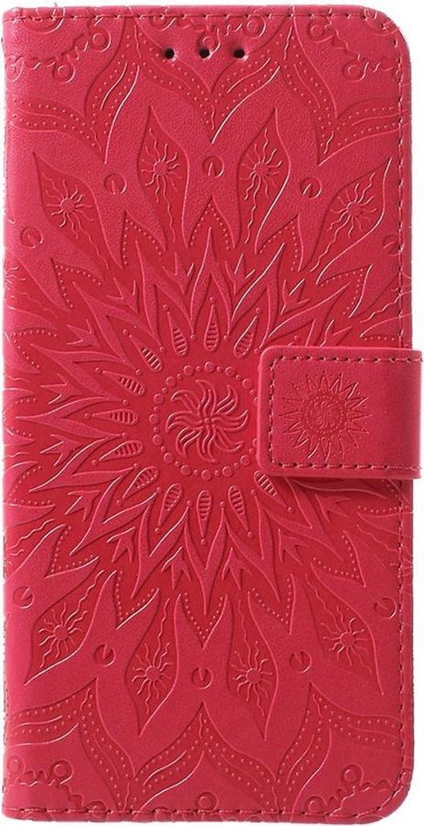 Shop4 - Samsung Galaxy M20 (Power) Hoesje - Wallet Case Zonnebloem Rood