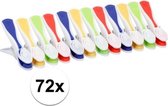 Gekleurde wasknijpers - 72 stuks - plastic knijpers / wasspelden