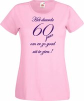 Mijncadeautje - Verjaardags T-shirt - Dames - Het duurde 60 jaar - roze S