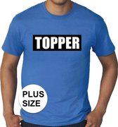 Grote maten Topper  in kader shirt heren blauw  / Blauw Topper t-shirt plus size heren 3XL
