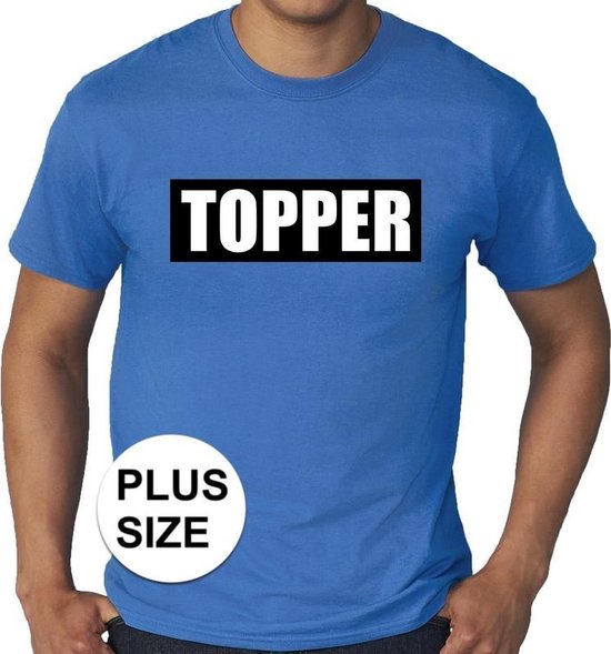 Toppers Grote maten Topper in kader shirt heren blauw / Blauw Topper t-shirt  plus... | bol.com