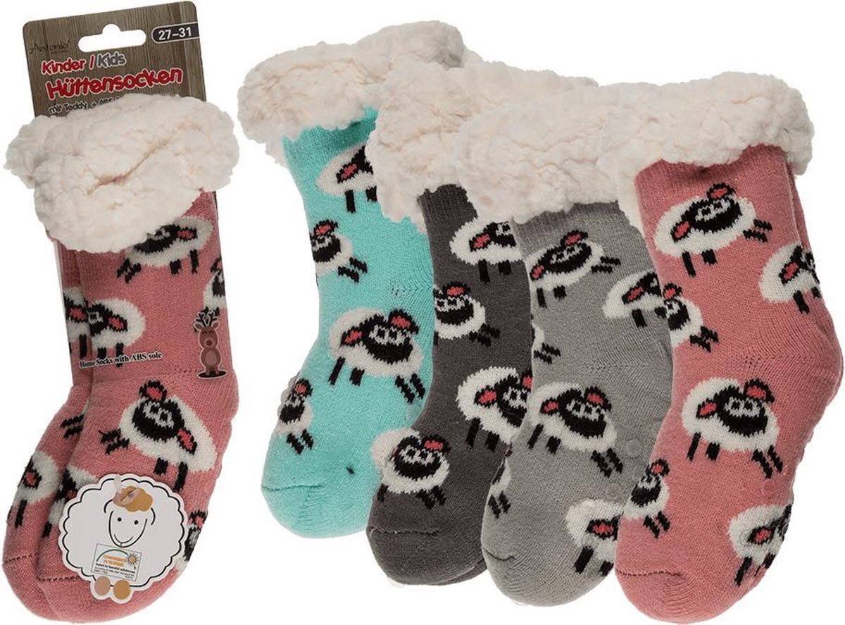 LeuksteWinkeltje gevoerde sokken Schaap Mint - huissokken met antislip mt  27-31 | bol.com