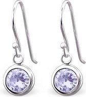 Amanto Oorbellen Caelis Lavendel - Dames - 925 Zilver - Zirkonia - Rond - 6 x 25 mm