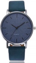Stone Blue Quartz Horloge | Blauw | PU Lederen Band | Fashion Favorite