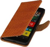 Microsoft Lumia 640 Snake Slang Booktype Wallet Hoesje Bruin - Cover Case Hoes