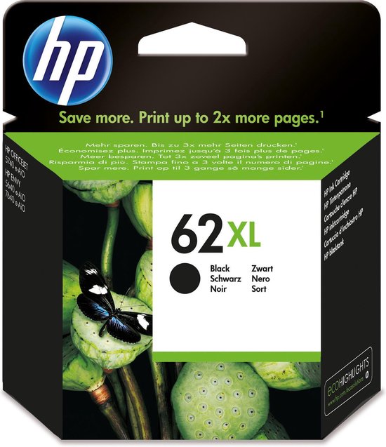 HP 62XL High Yield Black Original Ink Cartridge cartouche d'encre Rendement  élevé (XL)... | bol.com