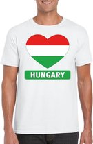 Hongarije hart vlag t-shirt wit heren L
