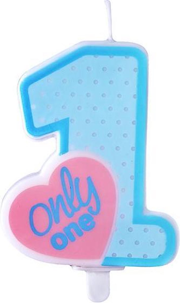 """Birthday candle Only One, sky-blauw, 8cm"""