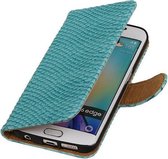 Slang Turquoise Samsung Galaxy S6 Edge Book Wallet Case Hoesje - Cover Case Hoes