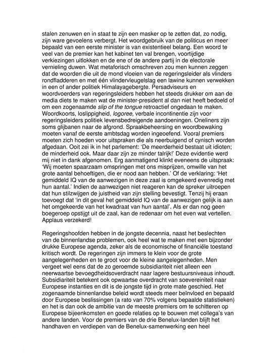 Tekstpagina uit een boek, politieke analyse.