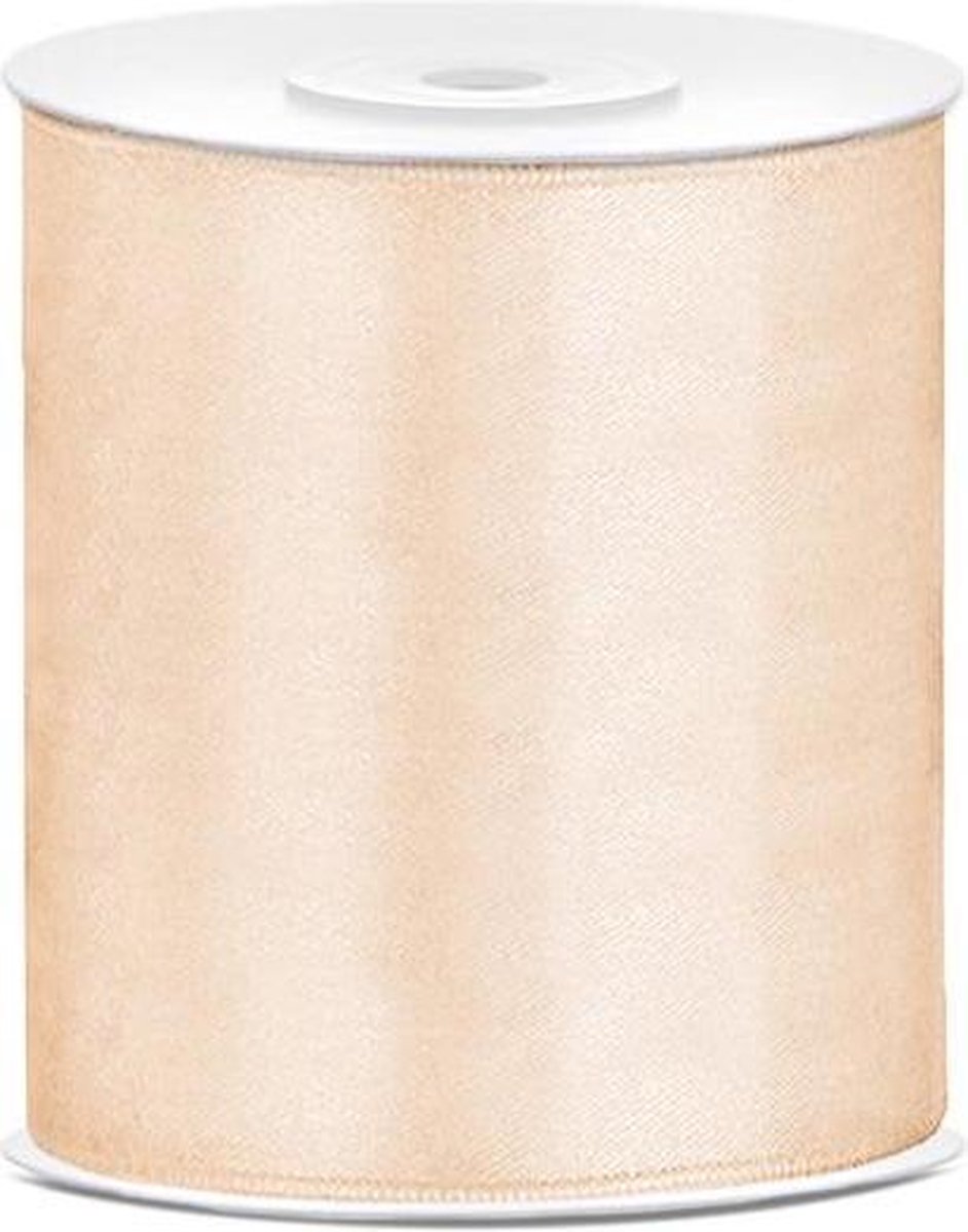 Satijnen lint, creme, 100mm/25m