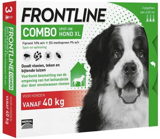 Frontline Combo - XL: van 40 tot 60 kg Anti vlooienmiddel en tekenmiddel Hond - 3... | bol.com
