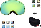 Ski & Snowboard bril / Goggle met hard case lens Smoke Gold frame Geel F type 6 Cat. 0 tot 4 - ☀/☁ lens kan verwisseld worden  is extra optie.