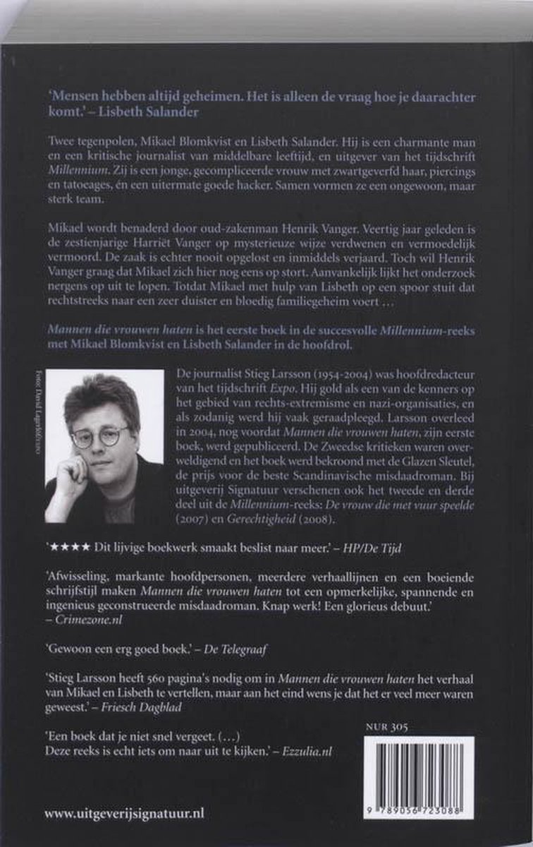 Millennium - Mannen die vrouwen haten - back cover