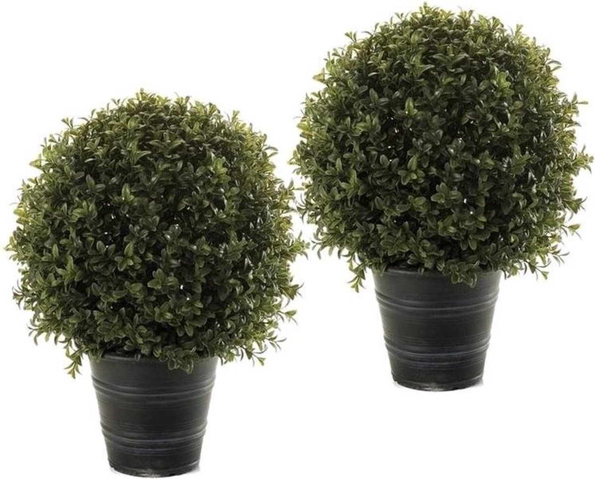 2x Buis vert / boule arbustes plantes artificielles 42 cm en pot plastique  noir -... | bol.com