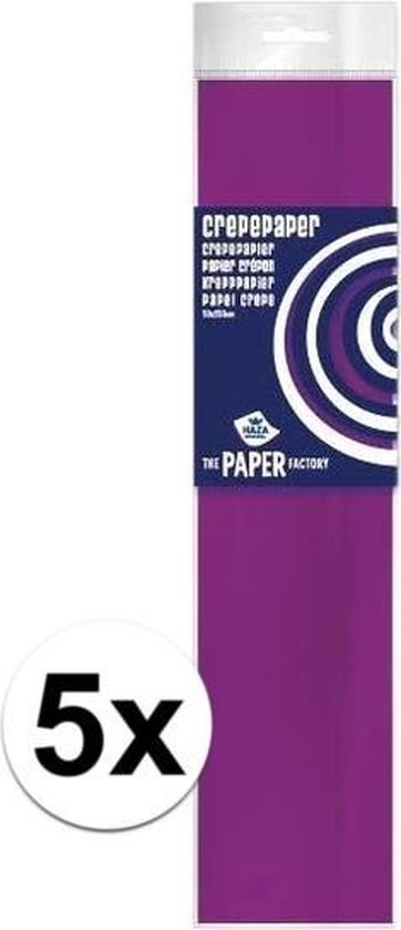 5x Crepe papier plat aubergine paars 250 x 50 cm - Knutselen met papier - Knutselspullen