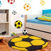 Voetbal Rond Kindervloerkleed Geel-Zwart120 X 120 CM