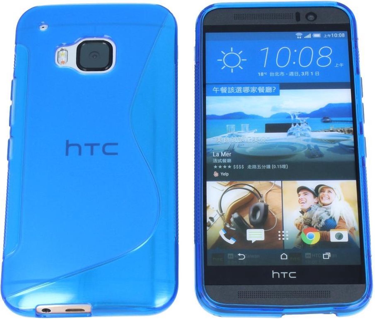 HTC one M9 S Line Gel Silicone Case Hoesje Transparant Blauw Blue